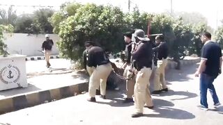 Fearless Idiot Attacks Police Officers During Protest And Gets Clubbed