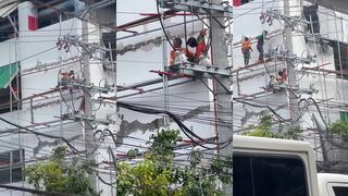 Zapped while working on power line