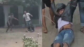 Motorcycle Thief Attacked With Rock, Dragged To The Police Station