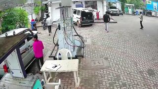 Tanker Truck Driver Relaxing Outside The Gas Station Gets Killed By Van In India