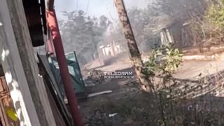 Ukrainian soldier holding long security along road kills Russian soldier