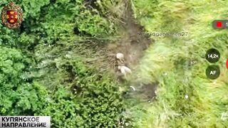 Drone turns Ukrainian into mincemeat.