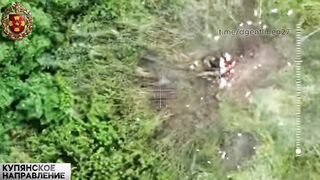 Drone turns Ukrainian into mincemeat.