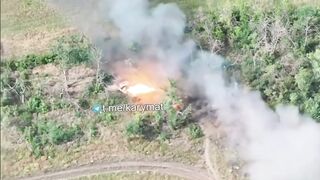 Ruzky truck dragged on dozen meters from burning rocket after FPV strike