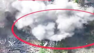 Russian drone vs Ukrainian soldiers.