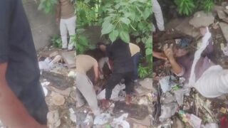 A body was randomly found in a stinking ditch in India.