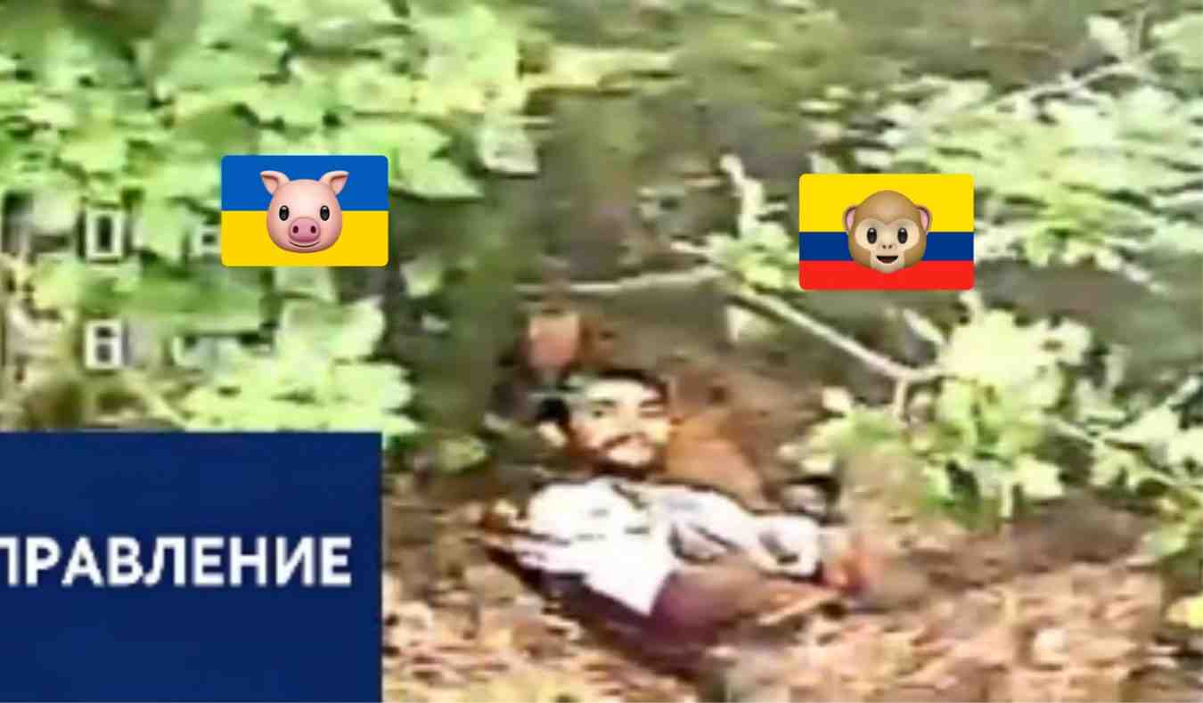 Gay Colombian and Nazi Ukrainian kiss before dying.