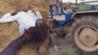 Elderly Man Got Bone Exposed After A  Tractor Accident
