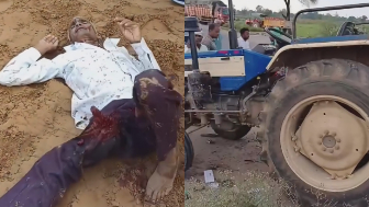 Elderly Man Got Bone Exposed After A  Tractor Accident