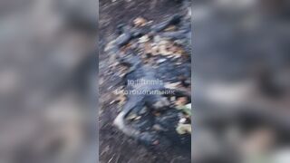 4 Subhuman Ukrainians executed and charred.