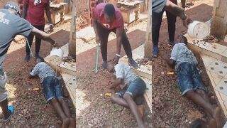 Skinny Thief Pured With A Salt Water And Beaten With A Stick