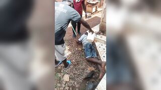 Skinny Thief Pured With A Salt Water And Beaten With A Stick
