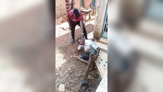 Skinny Thief Pured With A Salt Water And Beaten With A Stick
