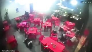 Sicarios Open Fire Inside Taco Restaurant In Mexico Killing Two (CCTV+Aftermath)