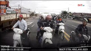 Group Of Riders Run Over By Crane Truck In Vietnam