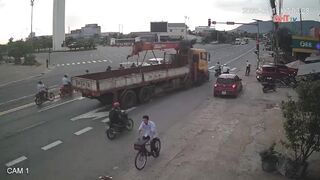 Group Of Riders Run Over By Crane Truck In Vietnam