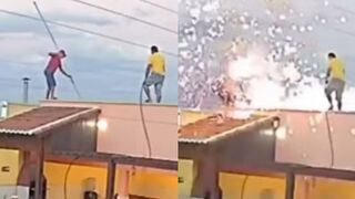 Man Working On Roff Contacts Live Wire, Gets Lectrocuted