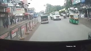 Two Pedestrians Get Killed By  Lost Control Bus In Kerala {Better Quality}