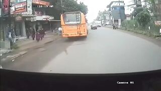 Two Pedestrians Get Killed By  Lost Control Bus In Kerala {Better Quality}
