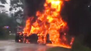 Malaysia Tanker Crushes Bezza, 2 Dead, Driver Walks Away