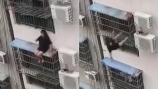 Wasted Chick Falls To Her Death While Fucking Around