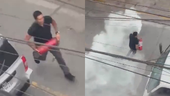 Street Fight Was Boring Until the Extinguisher Showed Up