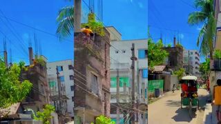 Man plays with electricity