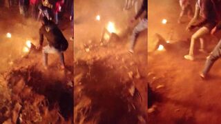 Man has road accident ends up on fire