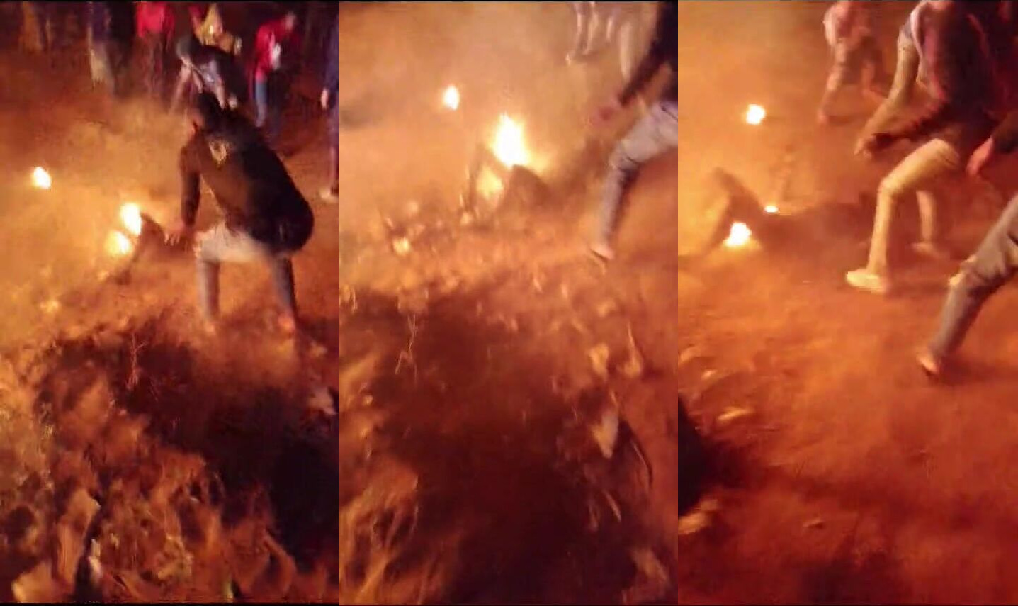 Man has road accident ends up on fire