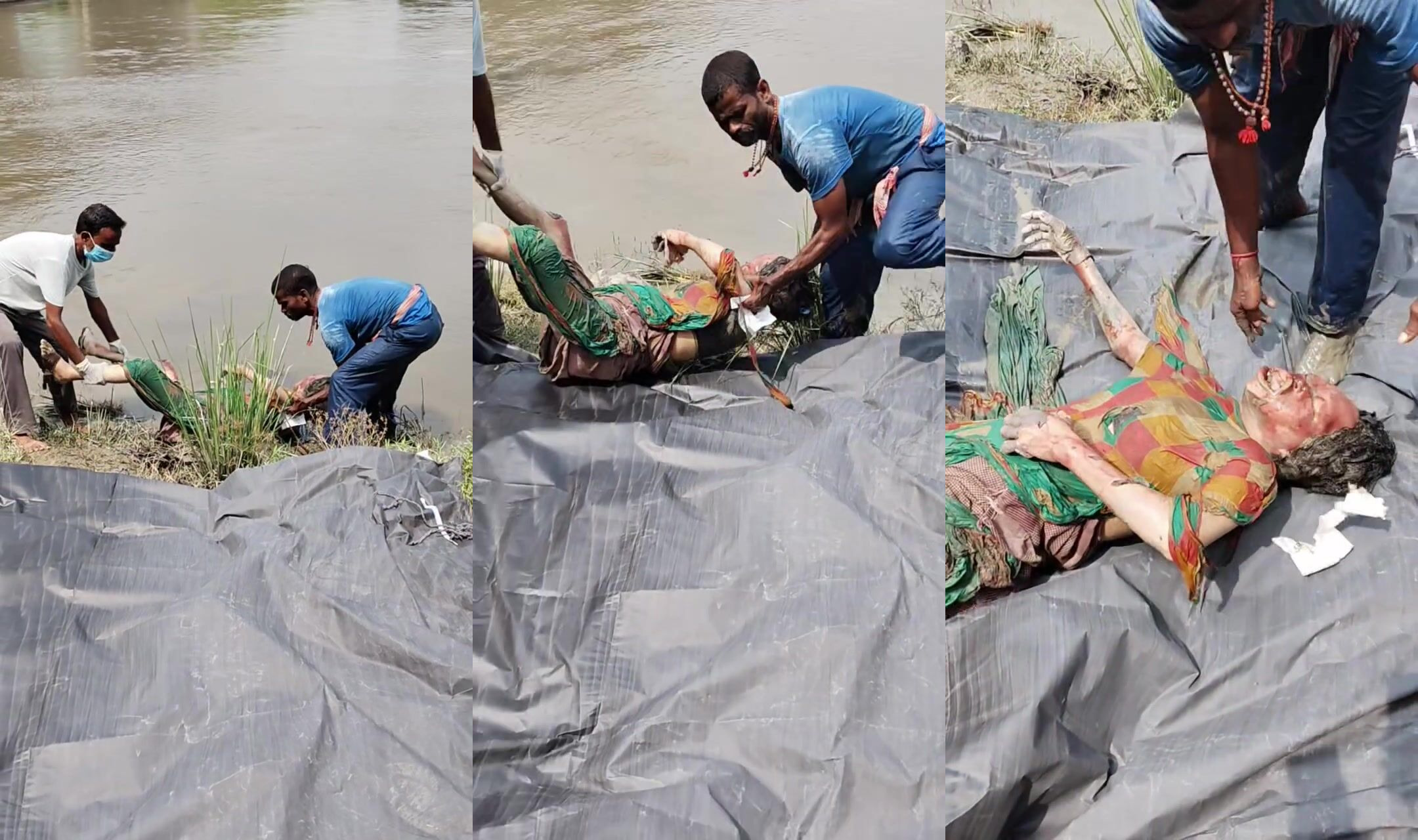 Drowned Indian woman's body