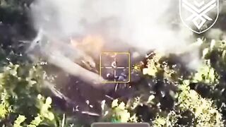 Burning legless katsapfaggot crawling out from fire and drinks from a bottle
