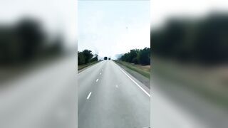 Ukrainian drone striking a ruzky truck with fuel on a road to occupied Crimea