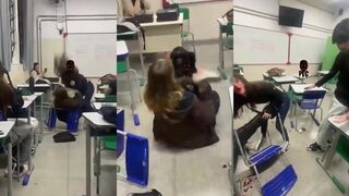Two Girls Fights With Knife Classroom (Brazil)