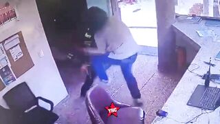 Hairy Sicko Attacks Police Officer With A Knife Before Being Shot