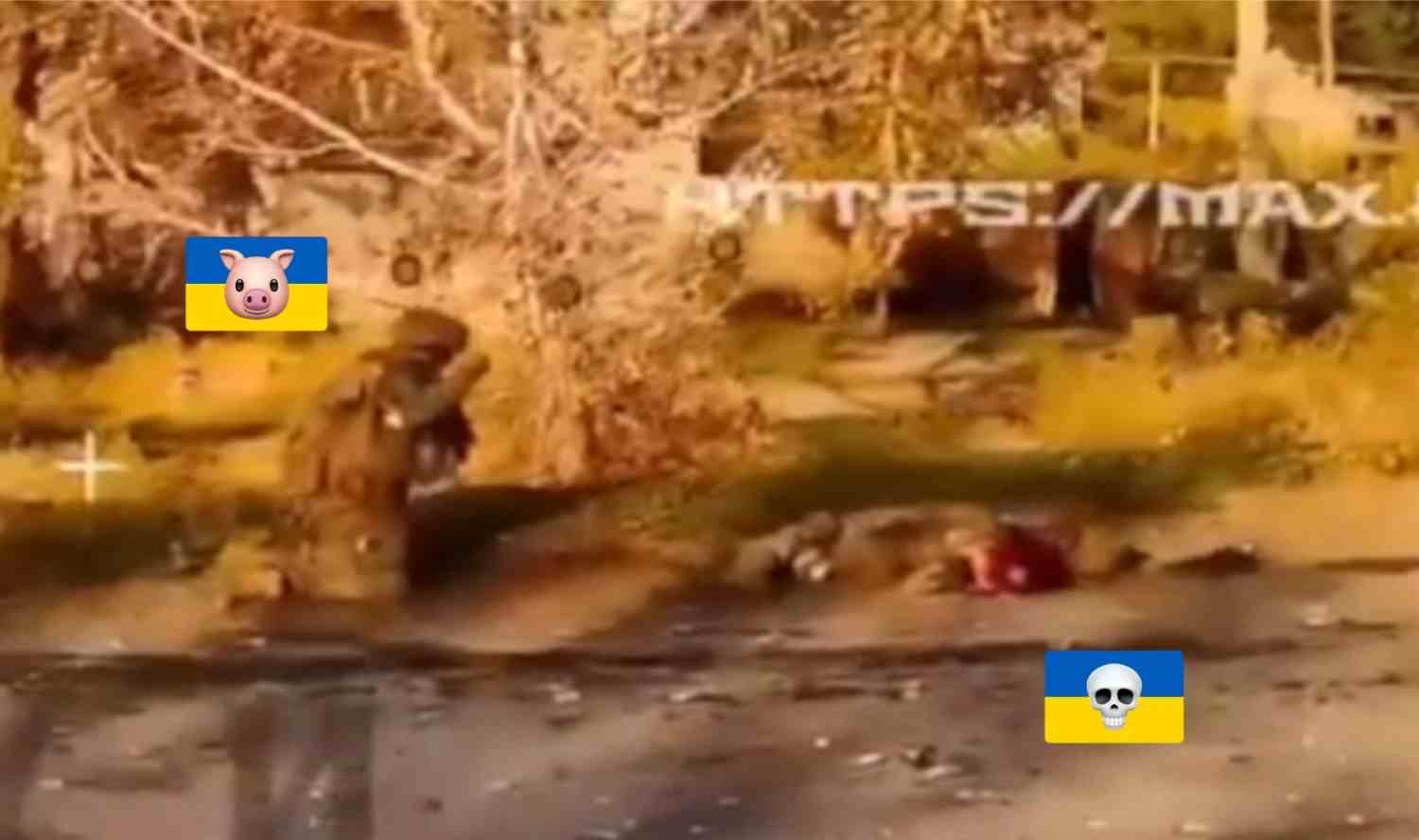 Dumbass Ukrat prays for his decapitated friend.