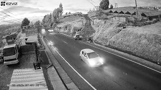 Car Engine Failure Leads To Motorcycle Crash In Ecuador