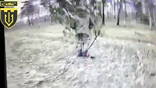 Dirty katsap pretended to be a walking pine tree, and failed to fight a drone