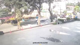 Biker killed by unsecured scaffold pipes.