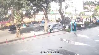Biker killed by unsecured scaffold pipes.