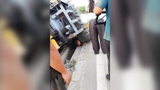 Man Survives After Being Run Over By Front Loader