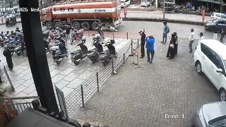 Moped Rider Slips, Falls And Gets Run Over By Tunker Truck