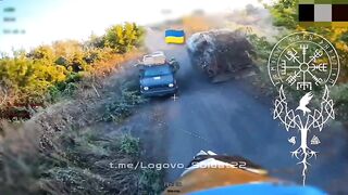Exploding supply truck and its passengers.