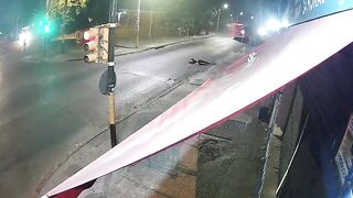 Guy runs Right into Bus (Classic Video)