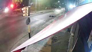 Guy runs Right into Bus (Classic Video)