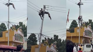 Man climbs power pole and gets electrocuted