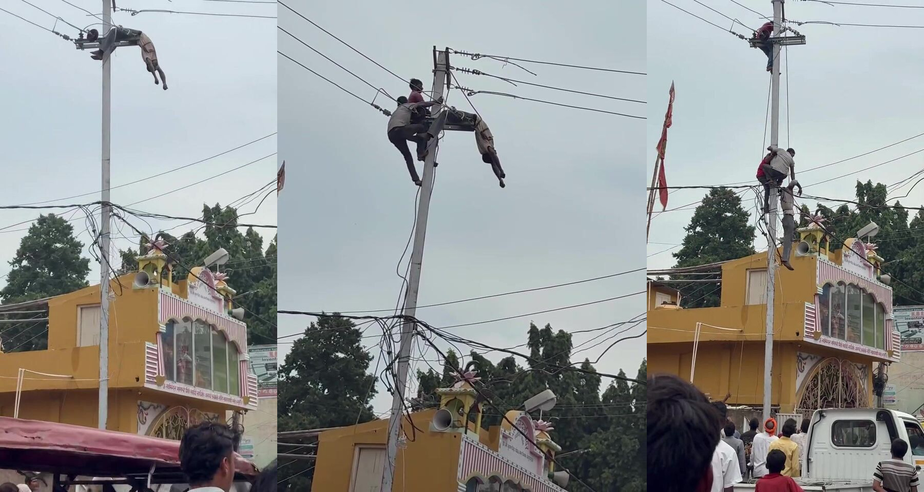 Man climbs power pole and gets electrocuted