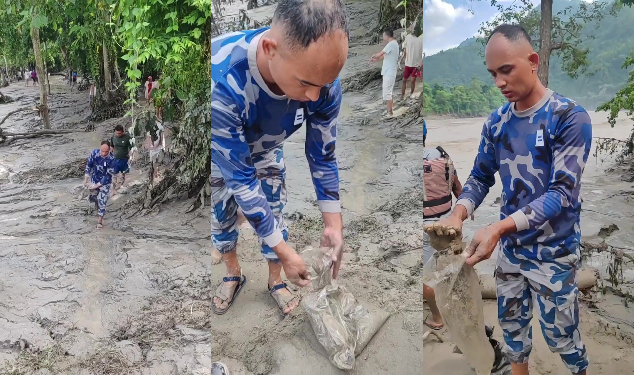 Rescuers find a foot in the Nepali flood waters