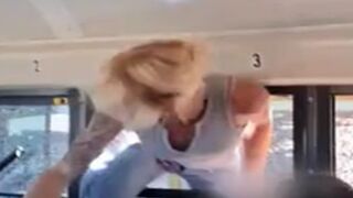 Crazy Bitch Karen Breaks into School Bus