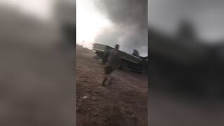 Dirty katsaps filming an drone attack on ruzky base far from frontline