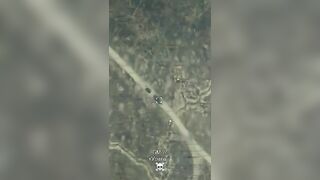 Engaged rocket from Uragan cluster artillery pierced right through pedoruzzia vehicle